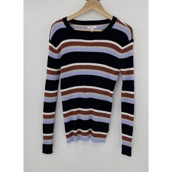 Nine West Women's Ribbed Striped Crew Neck Long Sleeve Pullover Sweater Size XXL - Picture 2 of 9